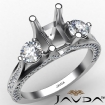 Three 3 Stone Emerald Diamond Engagement Ring Set 14k White Gold Semi Mount 1.2Ct - javda.com 