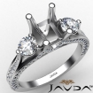 Three 3 Stone Emerald Diamond Engagement Ring Set 18k White Gold Semi Mount 1Ct - javda.com 