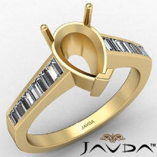 Baguette Channel Diamond Engagement Ring 14k Gold Yellow Pear Semi Mount Ring (0.85Ct. tw.)