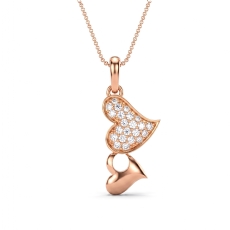Solid 18k Rose Gold Pave Lab Grown Diamond Heart Pendant Love Design  (0.25Ct. tw.)