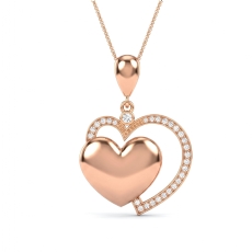 18k Rose Gold Lab Grown Diamond Double Heart Love Pendant Necklace  (0.27Ct. tw.)