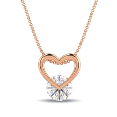 18k Rose Gold Lab Grown Diamond Open Heart Charm Pendant  Solitaire Love (0.8Ct. tw.)