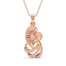 Lab Grown Diamond Heart Love Pendant 18k Rose Gold Valentine Jewelry  (0.11Ct. tw.)