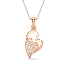Lab Grown Diamond Heart Pave Pendant 18k Rose Gold Love Charm Necklace  (0.16Ct. tw.)