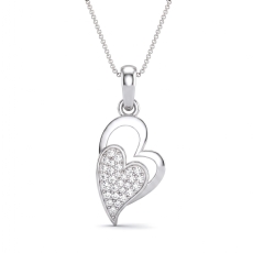 Lab Grown Diamond Heart Pave Pendant Platinum 950 Love Charm Necklace  (0.16Ct. tw.)