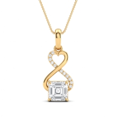18k Gold Yellow Lab Grown Diamond Infinity Heart Pendant Asscher Cut  (1.62Ct. tw.)