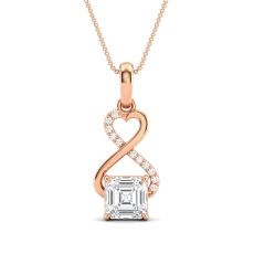 18k Rose Gold Lab Grown Diamond Infinity Heart Pendant Asscher Cut  (1.62Ct. tw.)