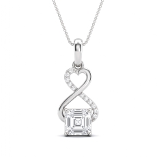 Platinum 950 Lab Grown Diamond Infinity Heart Pendant Asscher Cut  (1.62Ct. tw.)