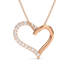Lab Grown Diamond Open Heart Pendant 18k Rose Gold Valentine Jewelry  (0.17Ct. tw.)