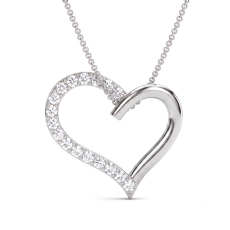 Lab Grown Diamond Open Heart Pendant Platinum 950 Valentine Jewelry  (0.17Ct. tw.)