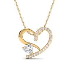 14k Gold Yellow Open Heart Lab Grown Diamond Love Pendant Fine Jewelry  (0.48Ct. tw.)