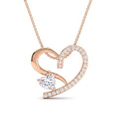 18k Rose Gold Open Heart Lab Grown Diamond Love Pendant Fine Jewelry  (0.48Ct. tw.)