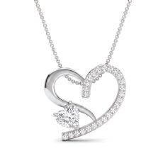 14K White Gold Open Heart Lab Grown Diamond Love Pendant Fine Jewelry 0.48 ctw.