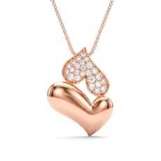 Luxury 18k Rose Gold Lab Grown Diamond Dual Heart Pendant Pave Set  (0.24Ct. tw.)