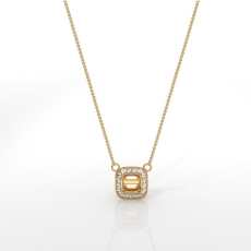 Halo Pave Cushion Diamond Semi Mount Pendant With Chain 18k Gold Yellow  (0.12Ct. tw.)