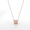 Halo Pave Cushion Diamond Semi Mount Pendant With Chain 18k Rose Gold 0.12Ct - javda.com 