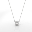 Halo Pave Cushion Diamond Semi Mount Pendant With Chain 14k White Gold 0.12Ct - javda.com 