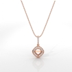 Halo Pave Cushion Cut Semi Mount Diamond Bail Pendant in 18k Rose Gold 0.17Ct - javda.com 