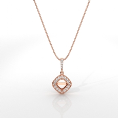 Halo Pave Cushion Cut Semi Mount Diamond Bail Pendant in 14k Rose Gold  (0.17Ct. tw.)