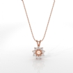 Flower Cluster Round Cut Semi Mount Double Bail Pendant in 14k Rose Gold 0.44Ct - javda.com 