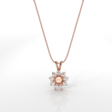 Flower Cluster Round Cut Semi Mount Double Bail Pendant in 18k Rose Gold  (0.44Ct. tw.)