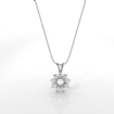 Flower Cluster Round Cut Semi Mount Double Bail Pendant in 14k White Gold 0.44Ct - javda.com 