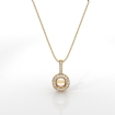 Halo Pave Round Cut Semi Mount Diamond Bail Pendant in 14k Yellow Gold 0.19Ct - javda.com 