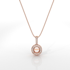 Halo Pave Round Cut Semi Mount Diamond Bail Pendant in 18k Rose Gold  (0.19Ct. tw.)