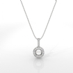 Halo Pave Round Cut Semi Mount Diamond Bail Pendant in 14k White Gold 0.19Ct - javda.com 