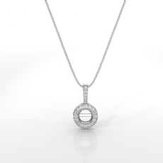 Halo Pave Round Cut Semi Mount Diamond Bail Pendant in 14k White Gold 0.19ct
