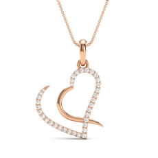 18k Rose Gold Pave Lab Grown Diamond Heart Pendant Fine Love Jewelry  (0.24Ct. tw.)