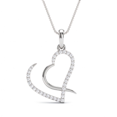 14K White Gold Pave Lab Grown Diamond Heart Pendant Fine Love Jewelry 0.24 ctw.