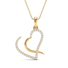 14k Gold Yellow Pave Lab Grown Diamond Heart Pendant Fine Love Jewelry  (0.24Ct. tw.)