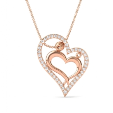 18k Rose Gold Pave Lab Grown Diamond Heart Pendant Elegant Love Design  (0.22Ct. tw.)