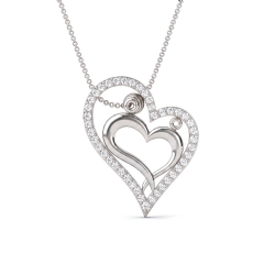 14K White Gold Pave Lab Grown Diamond Heart Pendant Elegant Love Design 0.22ctw.