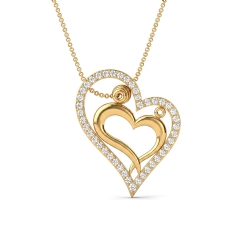 14k Gold Yellow Pave Lab Grown Diamond Heart Pendant Elegant Love Design  (0.22Ct. tw.)