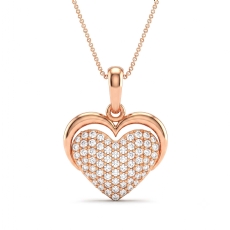 18k Rose Gold Heart Pendant Necklace with Pave Lab Grown Diamonds  (0.47Ct. tw.)