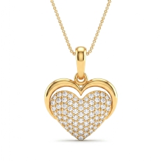 14k Gold Yellow Heart Pendant Necklace with Pave Lab Grown Diamonds  (0.47Ct. tw.)