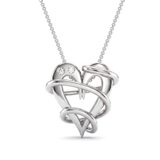Designer Lab Grown Diamond Heart Pendant 14K White Gold Necklace Jewelry 0.02ctw