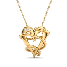 Designer Lab Grown Diamond Heart Pendant 14k Gold Yellow Necklace Jewelry  (0.02Ct. tw.)