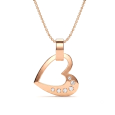 Modern Open Heart Pendant Lab Grown Diamond 18k Rose Gold Necklace  (0.05Ct. tw.)
