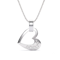 Modern Open Heart Pendant Lab Grown Diamond 14K White Gold Necklace 0.05 ctw.