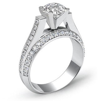 1.40 Ct Diamond Women Engagement Ring Setting 14k White gold Round Semi Mount