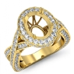 Diamond Engagement Halo Pave Setting Ring Oval Semi Mount 18k Yellow Gold 1.52Ct - javda.com 