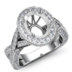 Diamond Engagement Halo Pave Setting Ring Oval Semi Mount 14k White Gold 1.52Ct - javda.com 