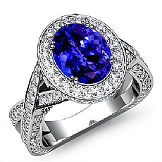 Cross Shank Crown Halo Basket diamond Ring 18k Gold White