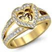 Diamond Engagement Ring Halo Setting Heart Cut Semi Mount 14k Yellow Gold 0.55Ct - javda.com 