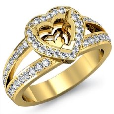 Diamond Engagement Ring Halo Setting Heart Cut Semi Mount 14k Gold Yellow  (0.55Ct. tw.)
