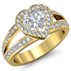 Split-Shank Halo Pave Set diamond Ring 18k Gold Yellow