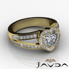 Split-Shank Halo Pave Set diamond Ring 14k Gold Yellow